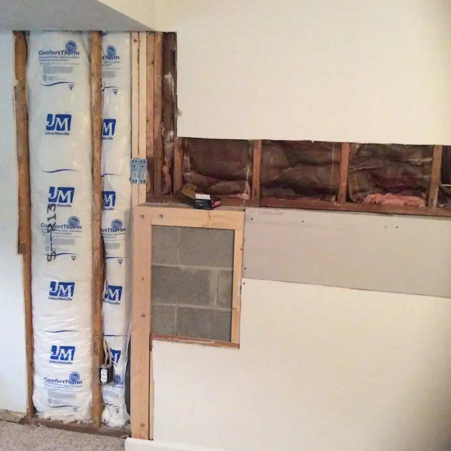 Wall insulation replacement during Contents Cleaning & Restoration in Charlestown
